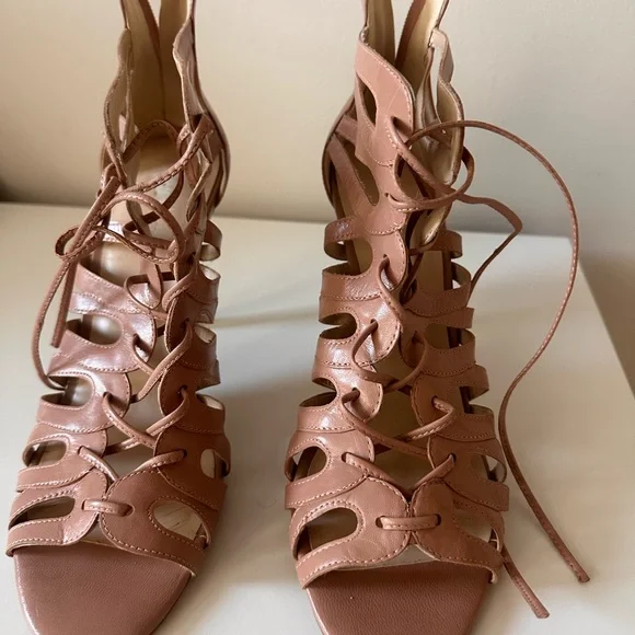 Nine West Elegant Tan Strappy Heels - Picture 3 of 12
